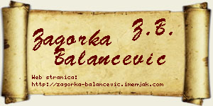 Zagorka Balančević vizit kartica